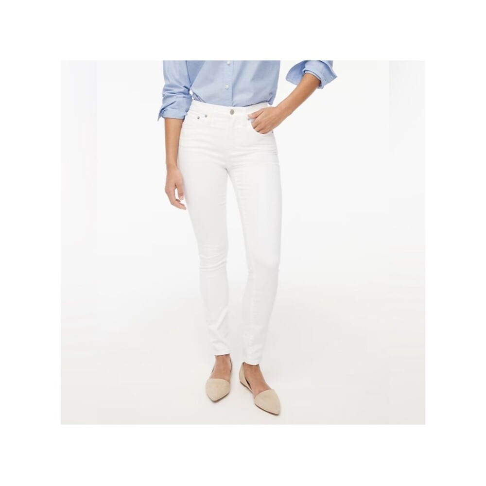 J. Crew 9" mid-rise white skinny jean in signature stretch white denim 27